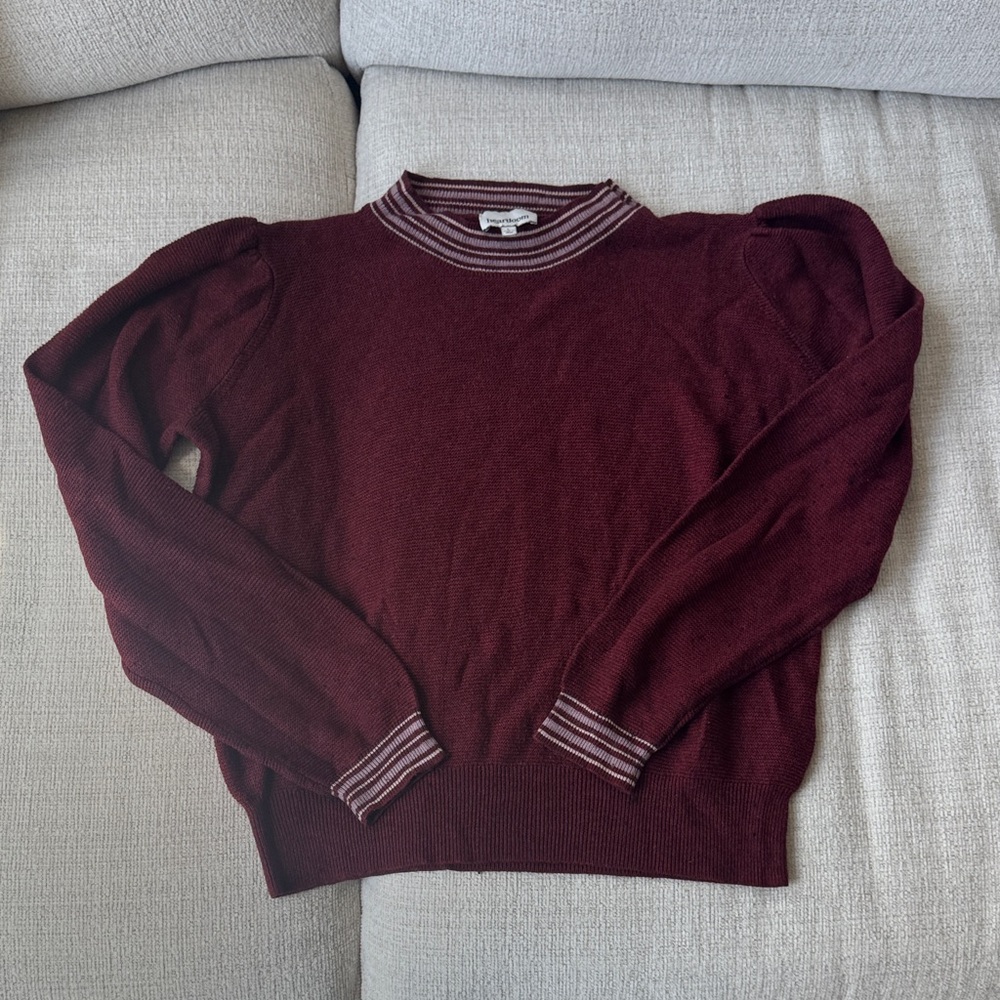 Heartloom Burgundy Sweater with Striped Details